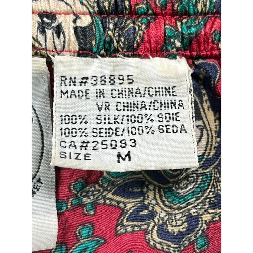 Vintage Mickey Disney Allover Print Silk Boxer Shorts Mens Medium Red Paisley EX